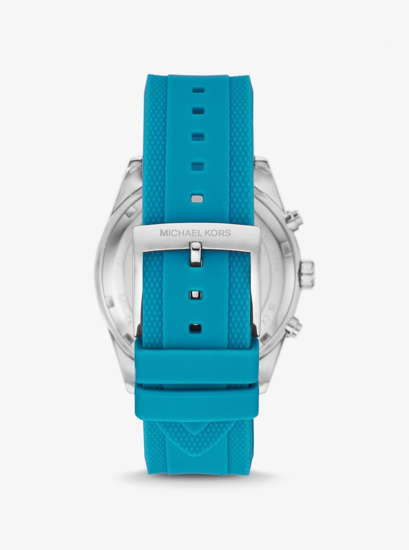 Silver-tone Michael Kors Oversized Hadyn Pave Silver-Tone Watch Femme Bleu | 6392JVNOY