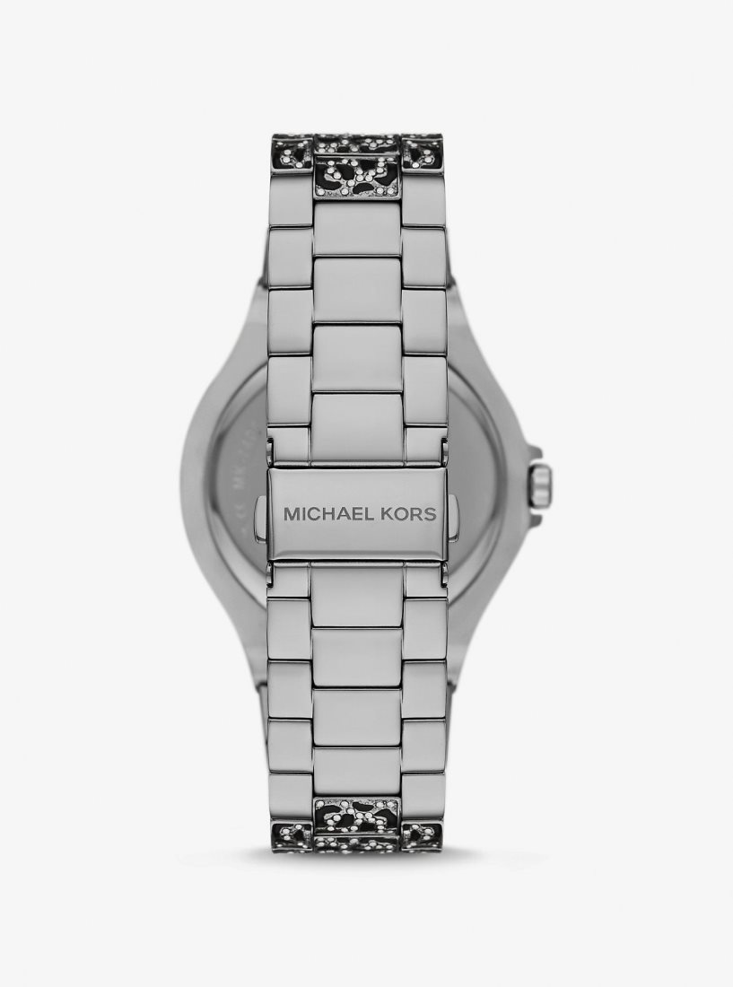 Silver-tone Michael Kors Oversized Lennox Animal Pave Silver-Tone Watch Femme Argent | 6032CDNEV