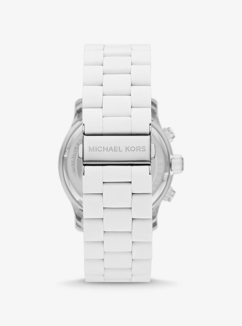 Silver-tone Michael Kors Oversized Runway White-Tone Watch Femme Blanche | 7613XOHCD