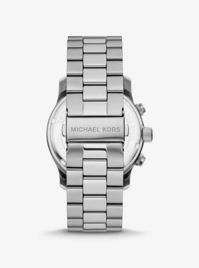 Silver-tone Michael Kors Oversized Runway Silver-Tone Watch Homme Argent | 5174EHFLU