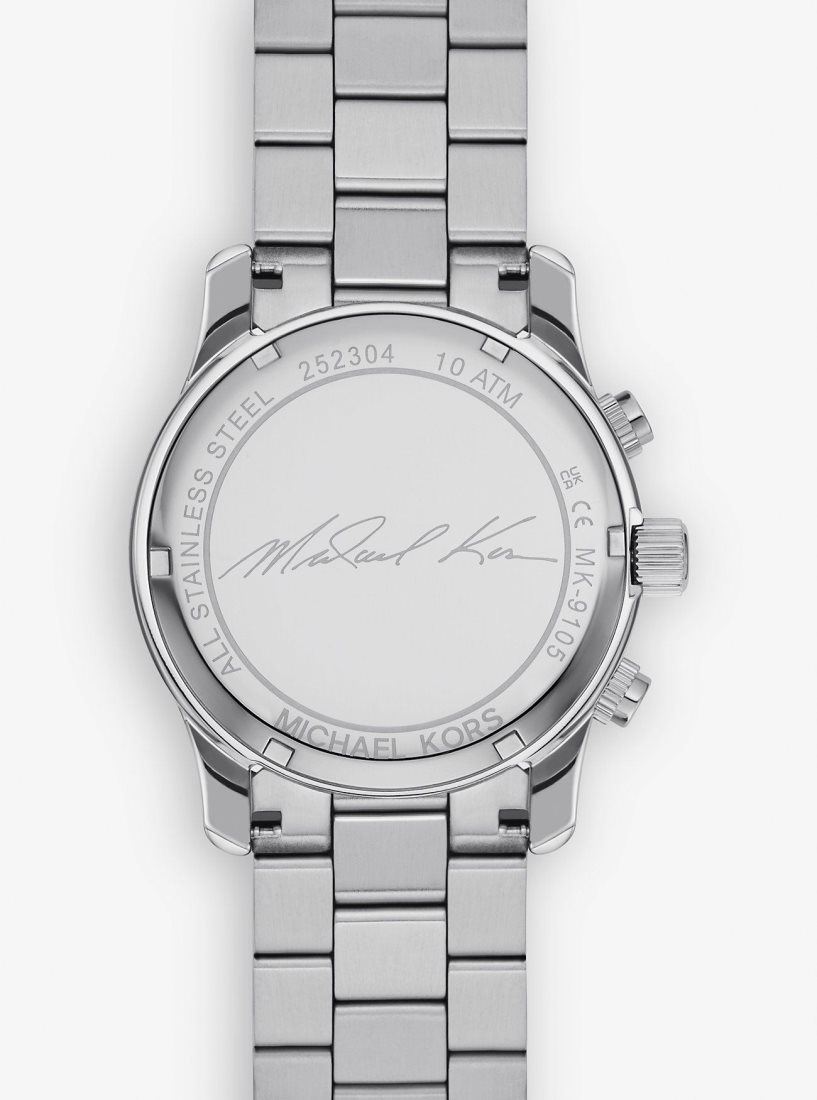 Silver-tone Michael Kors Oversized Runway Silver-Tone Watch Homme Argent | 5174EHFLU