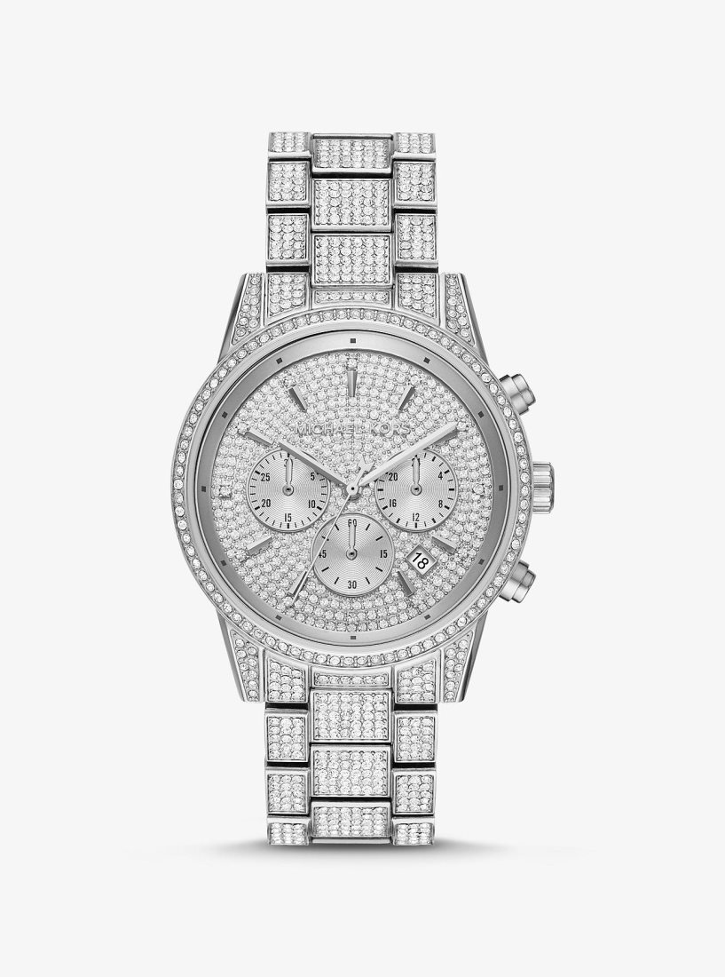 Silver-tone Michael Kors Ritz Pave Silver-Tone Watch Femme Argent | 1403UGPOZ