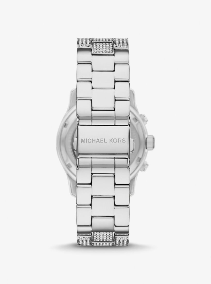 Silver-tone Michael Kors Runway Pave Silver-Tone Watch Femme Argent | 5943RBEAL