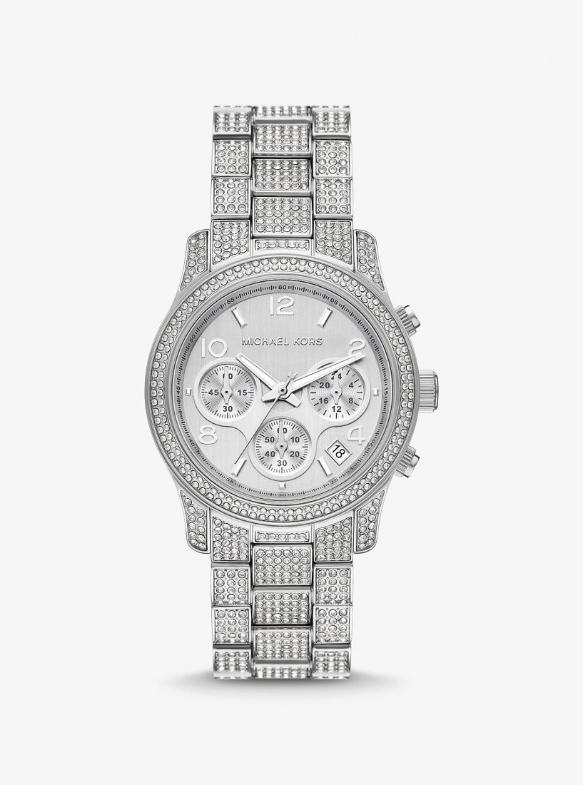 Silver-tone Michael Kors Runway Pave Silver-Tone Watch Femme Argent | 5943RBEAL