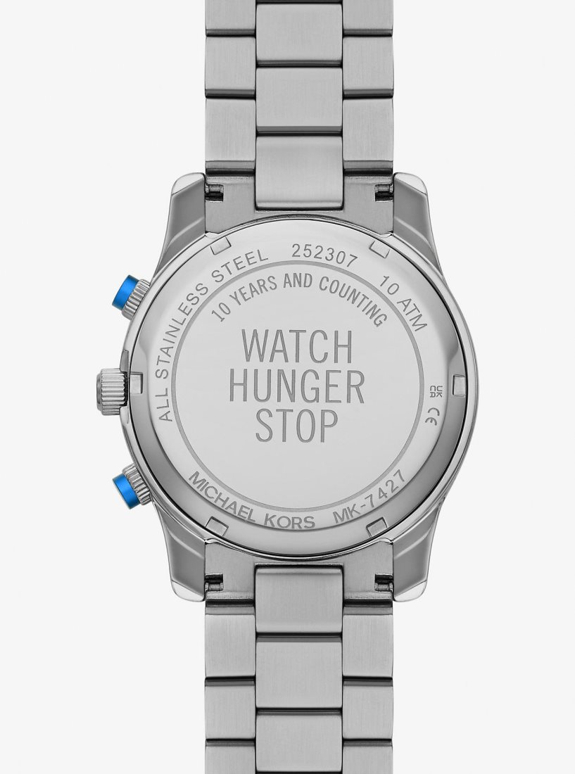 Silver-tone Michael Kors Watch Hunger Stop Oversized Runway Silver-Tone Watch Femme Argent | 2139KITRB