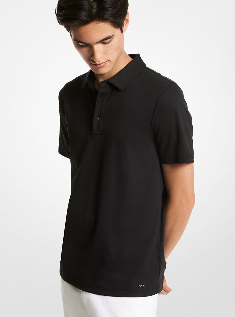 T Shirts Michael Kors Cotton Polo Shirt Homme Noir | 8145XHJYB