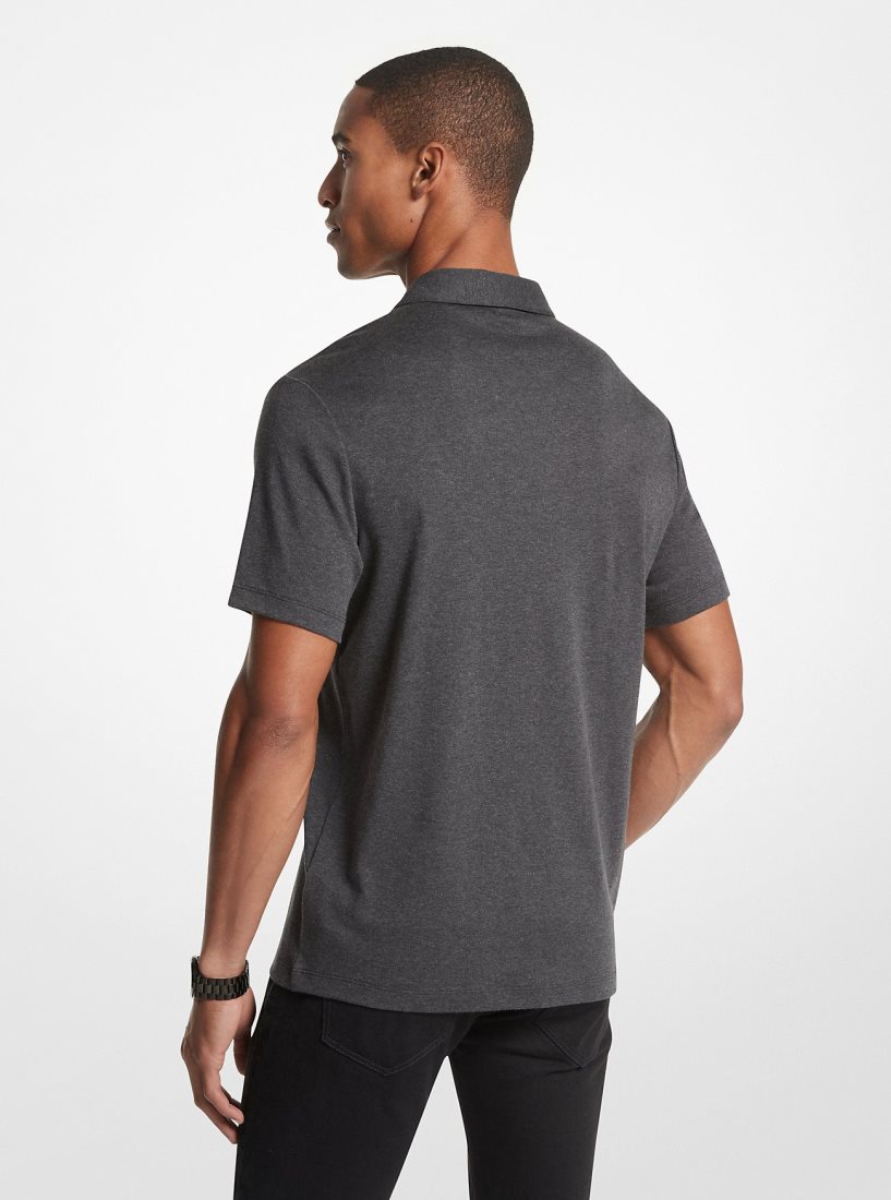 T Shirts Michael Kors Embroidered Logo Cotton Polo Shirt Homme Grise | 8253KZAOX