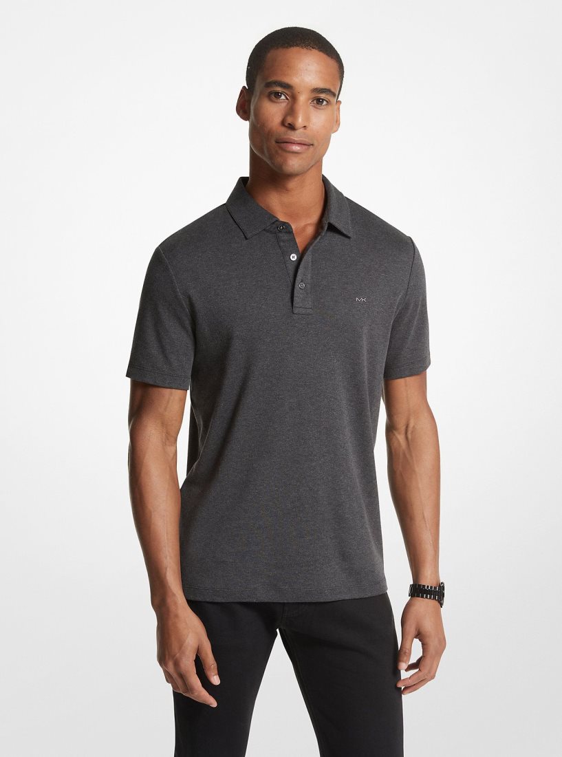 T Shirts Michael Kors Embroidered Logo Cotton Polo Shirt Homme Grise | 8253KZAOX