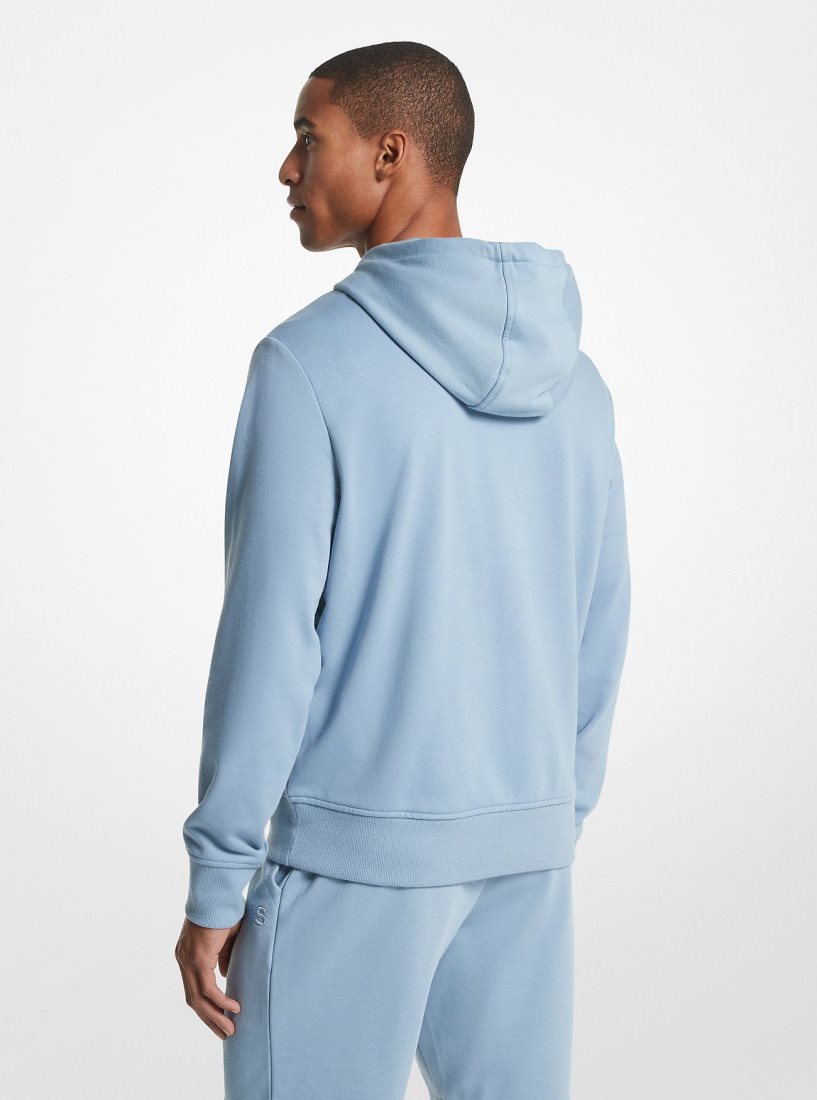 T Shirts Michael Kors Embroidered Logo Cotton Terry Zip-Up Hoodie Homme Chambray | 1379PZFCN
