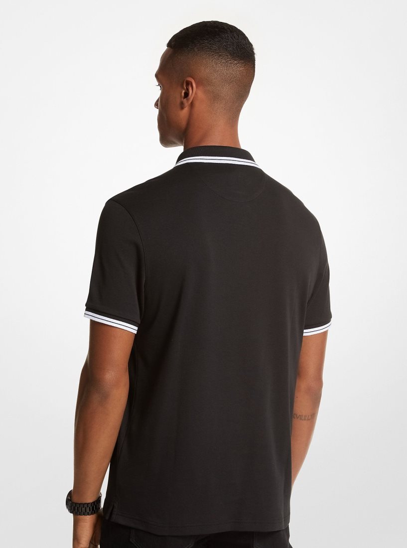 T Shirts Michael Kors Greenwich Cotton Polo Shirt Homme Noir | 0876ULTNI