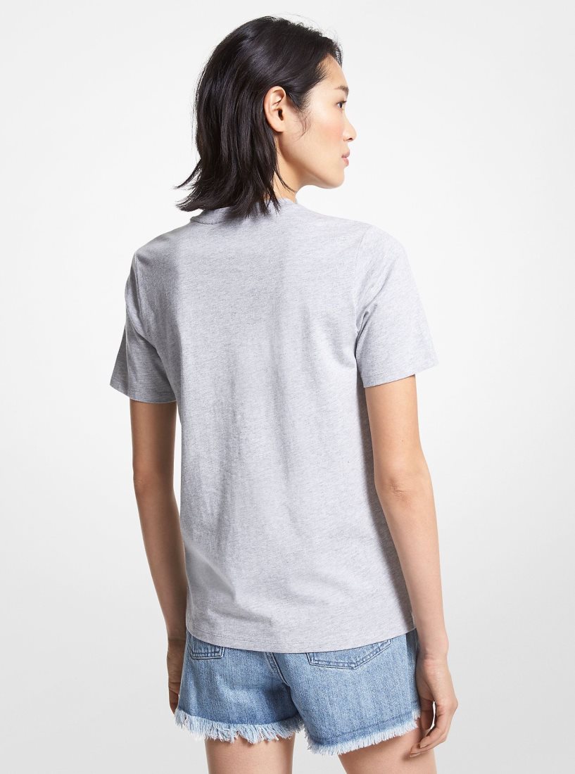 T Shirts Michael Kors Logo Organic Cotton T-Shirt Femme Grise | 8164ROYVB