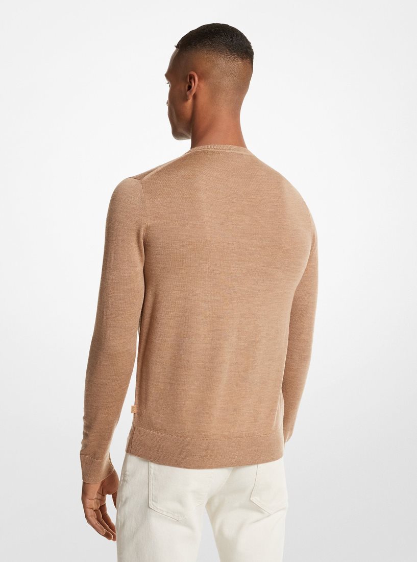 T Shirts Michael Kors Merino Wool Sweater Homme Marron Foncé | 1579IEFZU