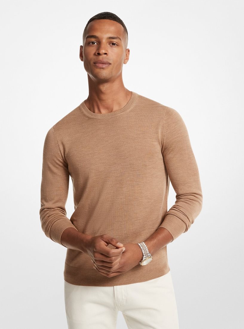 T Shirts Michael Kors Merino Wool Sweater Homme Marron Foncé | 1579IEFZU