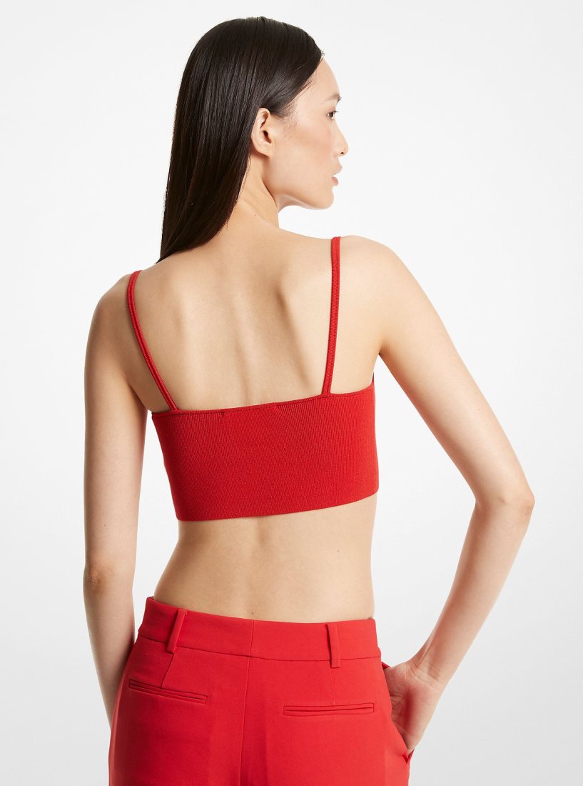 T Shirts Michael Kors Ribbed Stretch Knit Cropped Tank Top Femme Rouge | 8294JXZIP