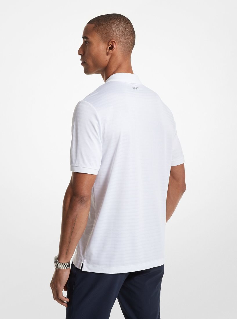 T Shirts Michael Kors Striped Tech Performance Zip-Up Polo Shirt Homme Blanche | 5379KPBUW