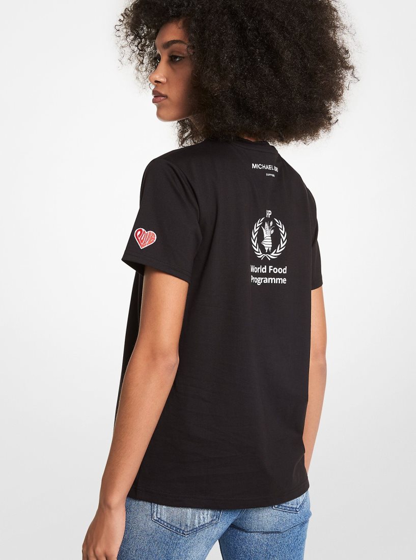 T Shirts Michael Kors Watch Hunger Stop LOVE Organic Cotton Unisex T-Shirt Femme Noir | 9217KCINV