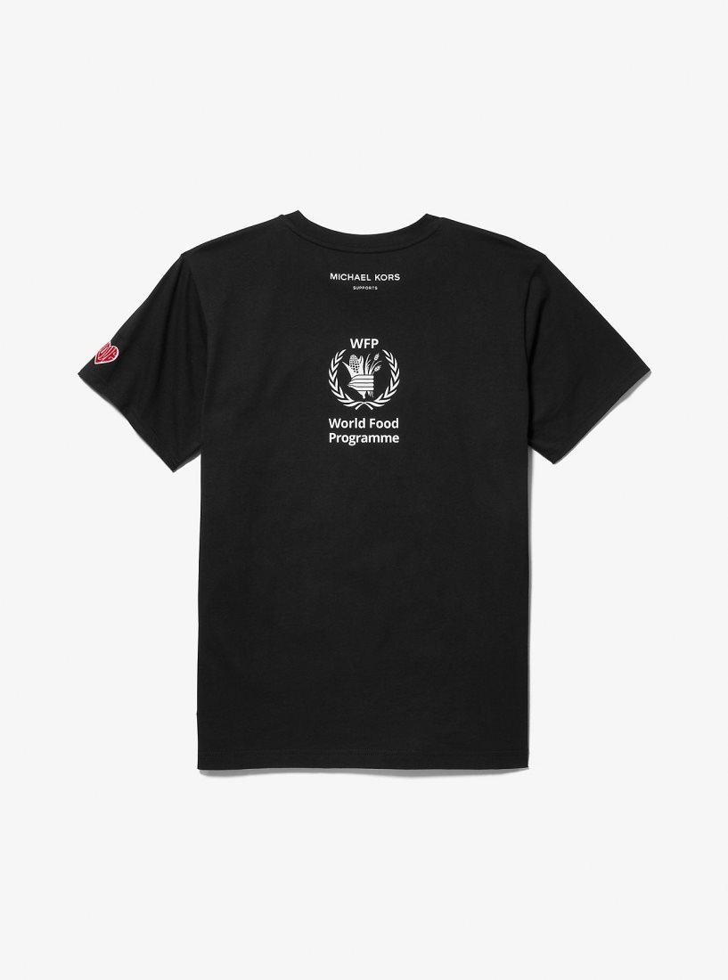 T Shirts Michael Kors Watch Hunger Stop LOVE Organic Cotton Unisex T-Shirt Femme Noir | 9217KCINV