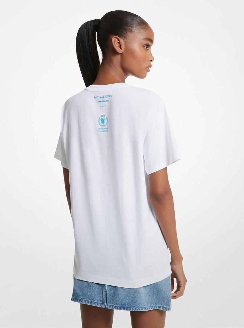 T Shirts Michael Kors Watch Hunger Stop Organic Cotton Unisex T-Shirt Femme Blanche | 3107BEWXJ