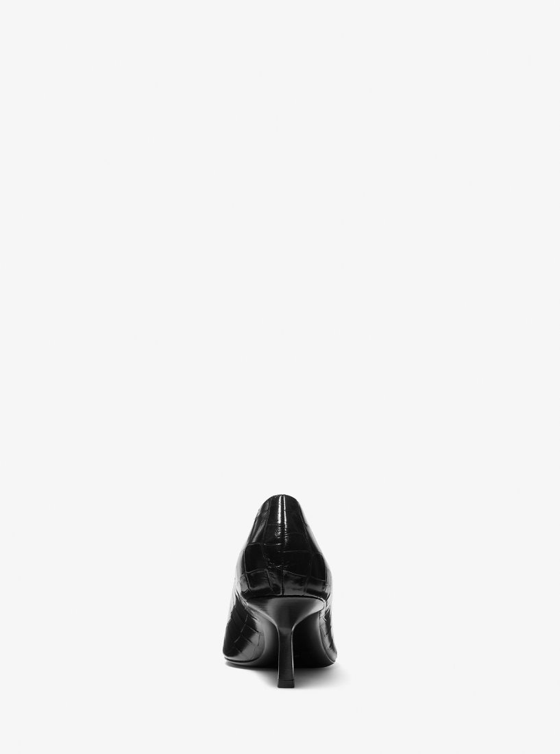 Talons Michael Kors Frankie Crocodile Embossed Leather Pump Femme Noir | 8736BTNDQ