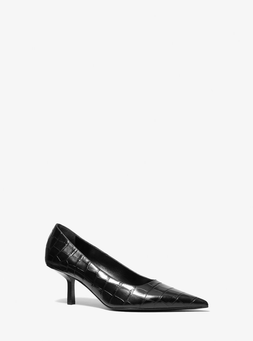 Talons Michael Kors Frankie Crocodile Embossed Leather Pump Femme Noir | 8736BTNDQ