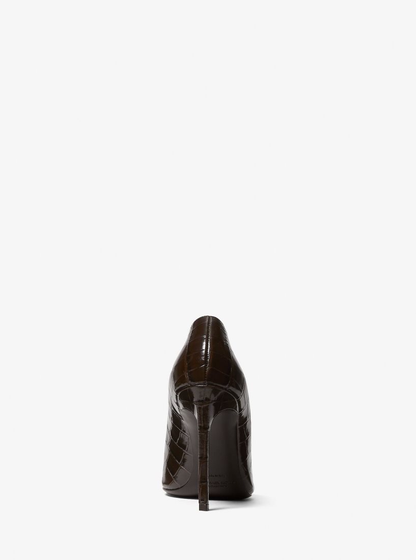 Talons Michael Kors Martine Crocodile Embossed Leather Pump Femme Chocolat | 0917HDCML