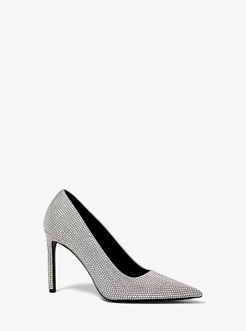 Talons Michael Kors Martine Crystal Embellished Suede Pump Femme Grise | 9123NAYVG