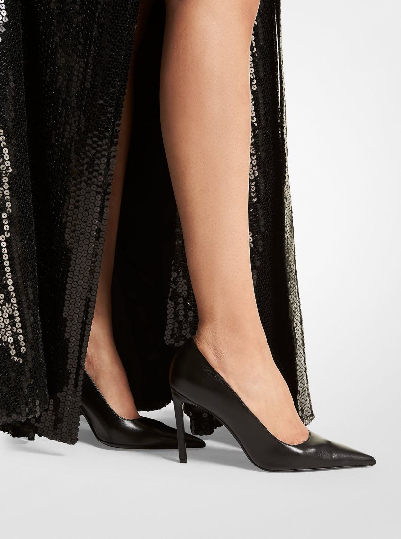 Talons Michael Kors Martine Leather Pump Femme Noir | 6740ZSNXC
