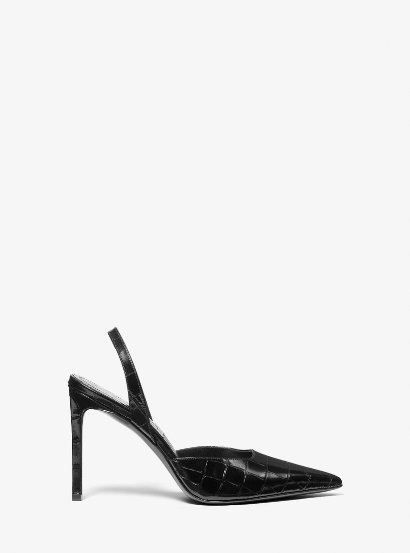 Talons Michael Kors Presley Crocodile Embossed Leather Pump Femme Noir | 7590OHJAC