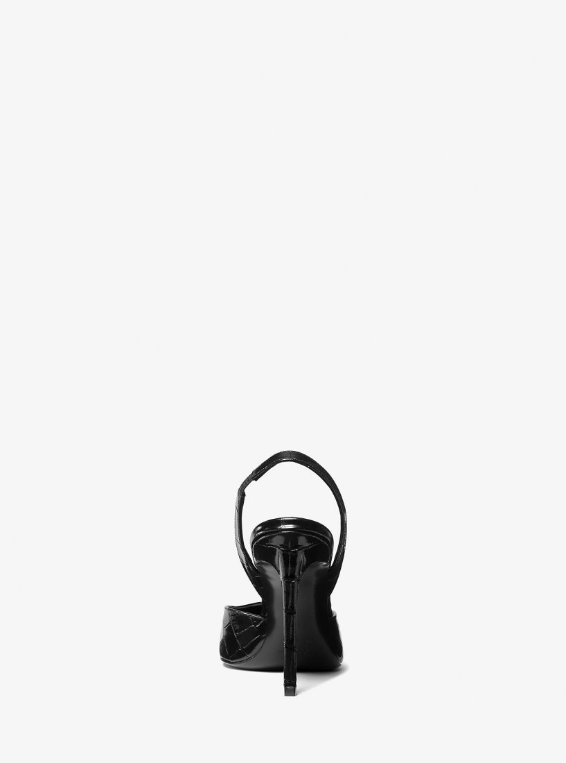 Talons Michael Kors Presley Crocodile Embossed Leather Pump Femme Noir | 7590OHJAC