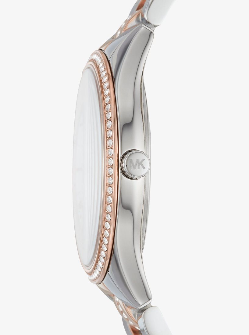 Two-tone Michael Kors Mini Lauryn Pave Two-Tone Watch Femme Two Tone | 0791UOSKN