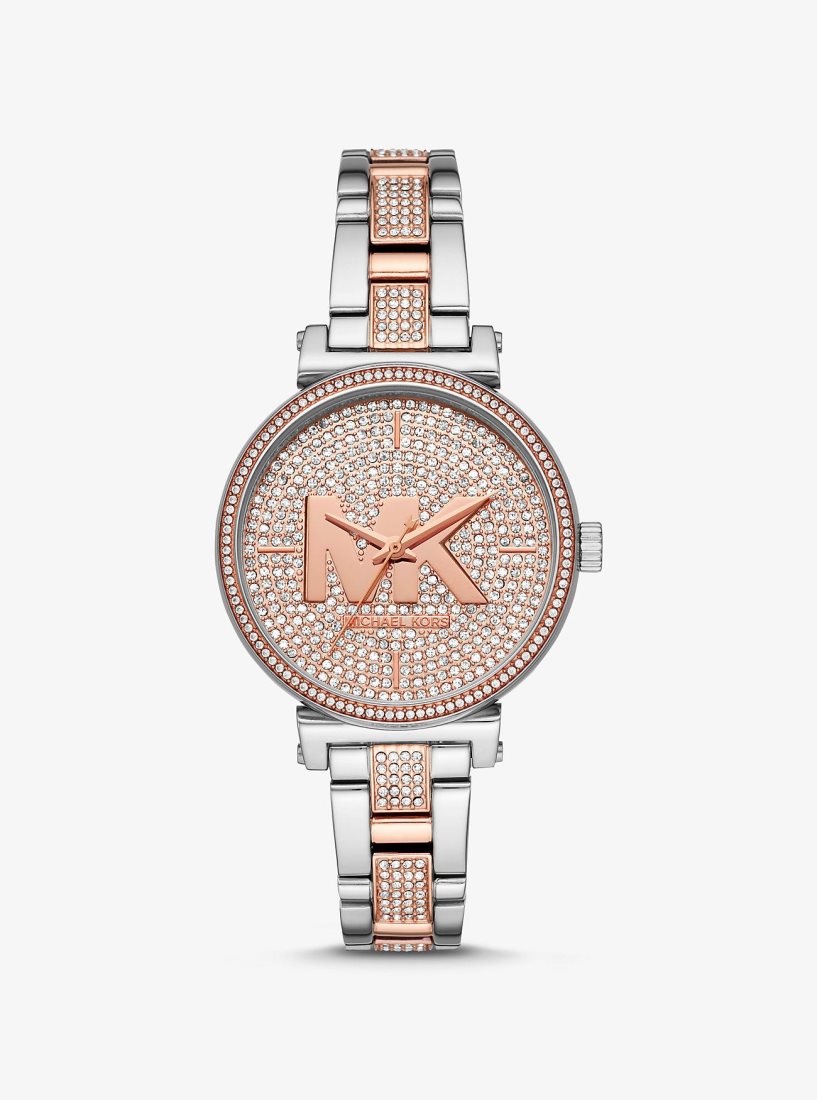 Two-tone Michael Kors Sofie Pave Two-Tone Logo Watch Femme Two Tone | 9238TBJPD