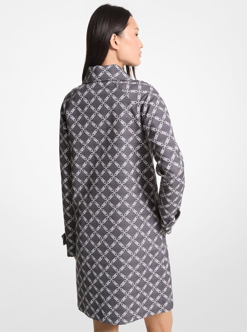 Vestes Michael Kors Empire Logo Jacquard Balmacaan Coat Femme Noir Blanche | 5429RMAIJ