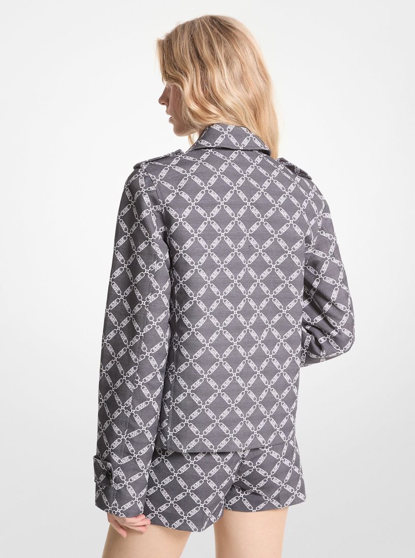 Vestes Michael Kors Empire Logo Jacquard Cropped Peacoat Femme Noir Blanche | 5469AESTL