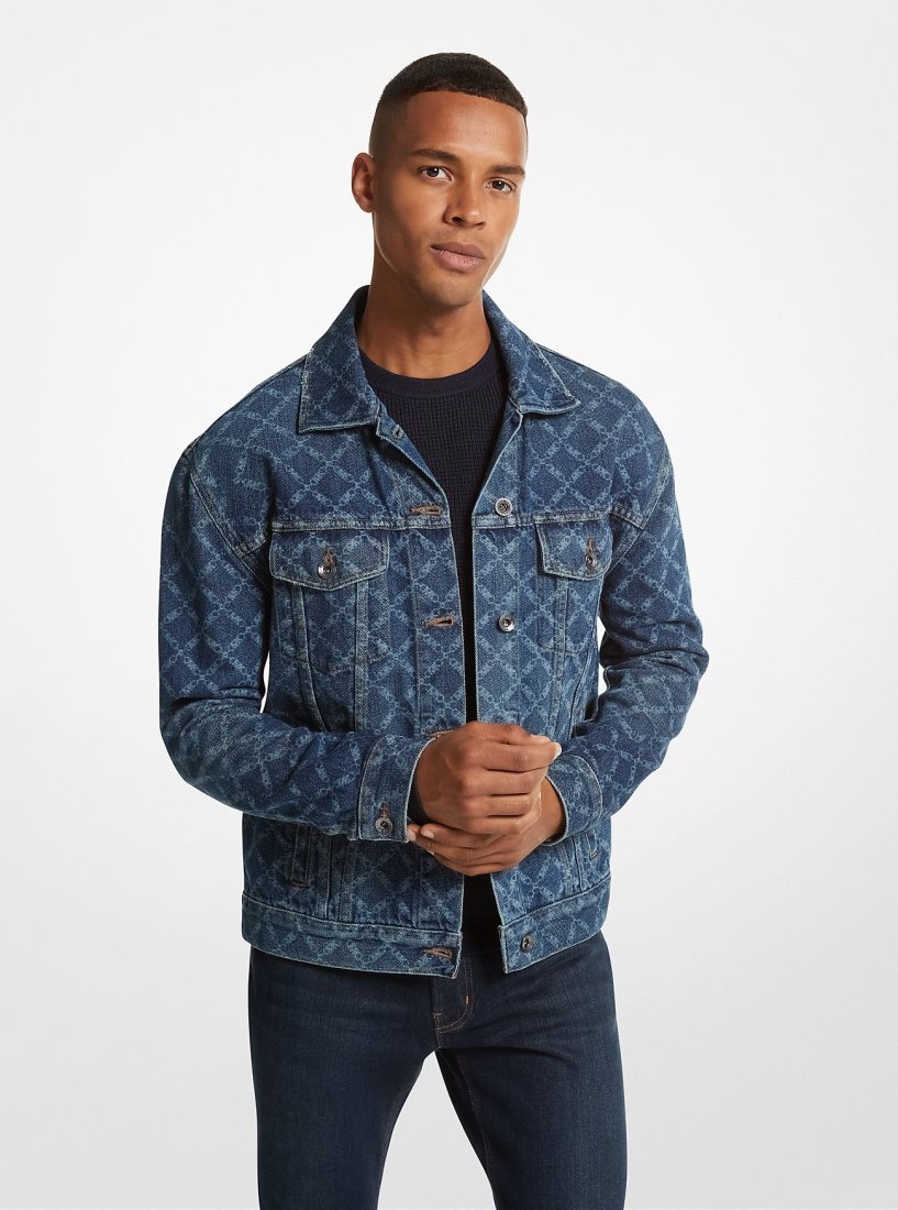 Vestes Michael Kors Empire Logo Print Denim Jacket Homme Taylor | 9640EKPDI