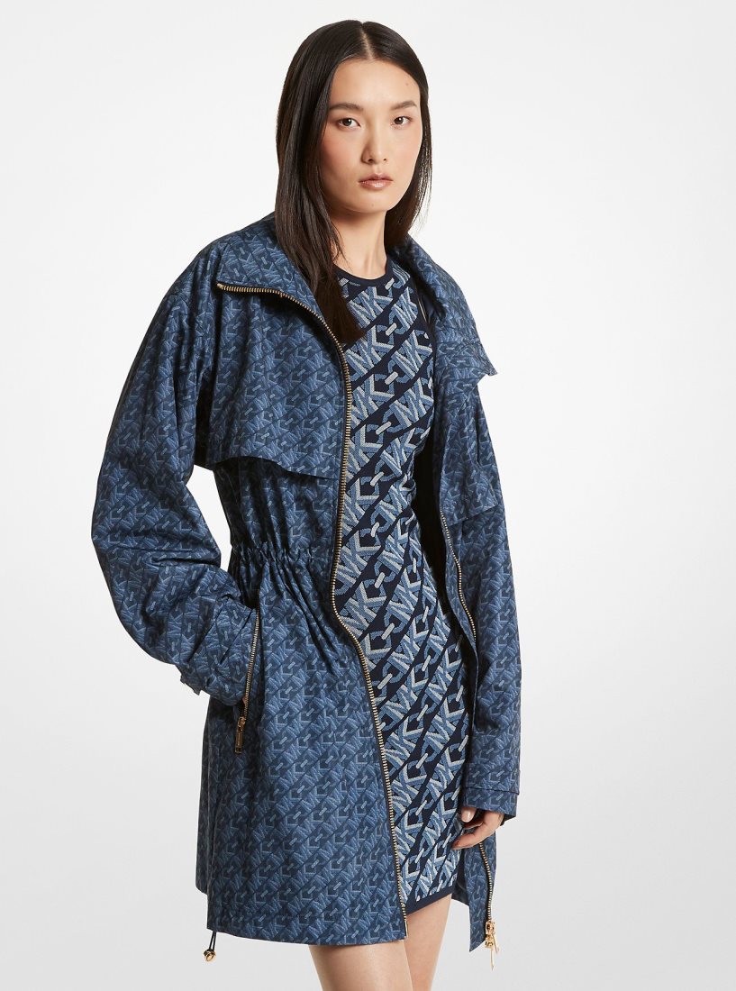 Vestes Michael Kors Empire Signature Logo Print Woven Anorak Femme Midnightblue | 8230HIUKF