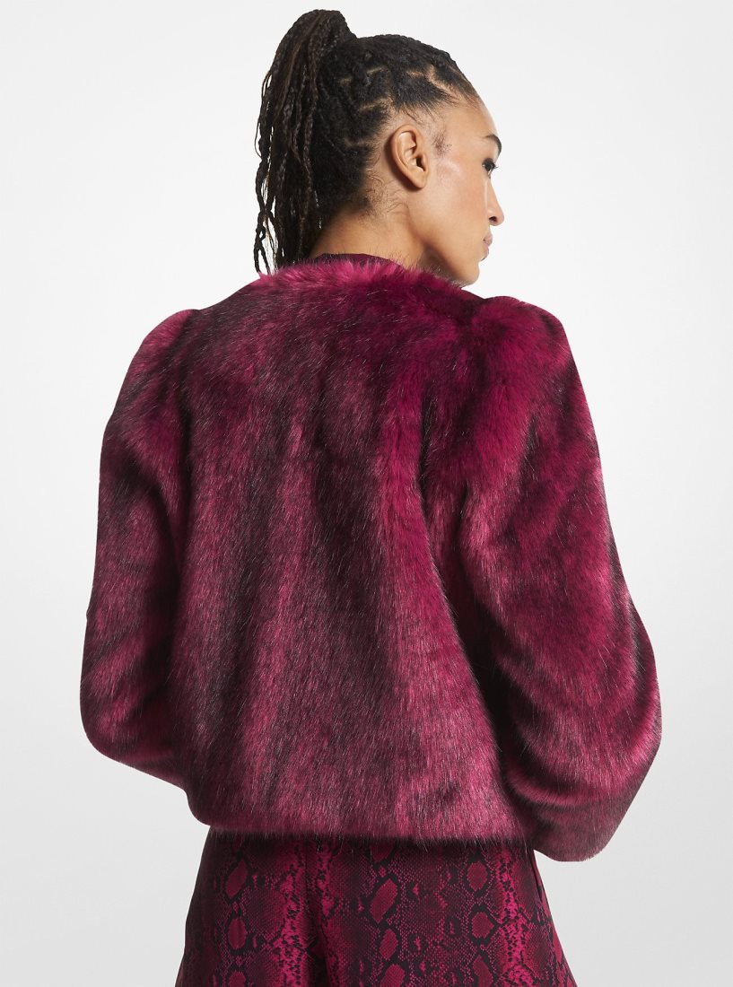 Vestes Michael Kors Faux Fur Cropped Jacket Femme Fushia Foncé | 3705ROZUG