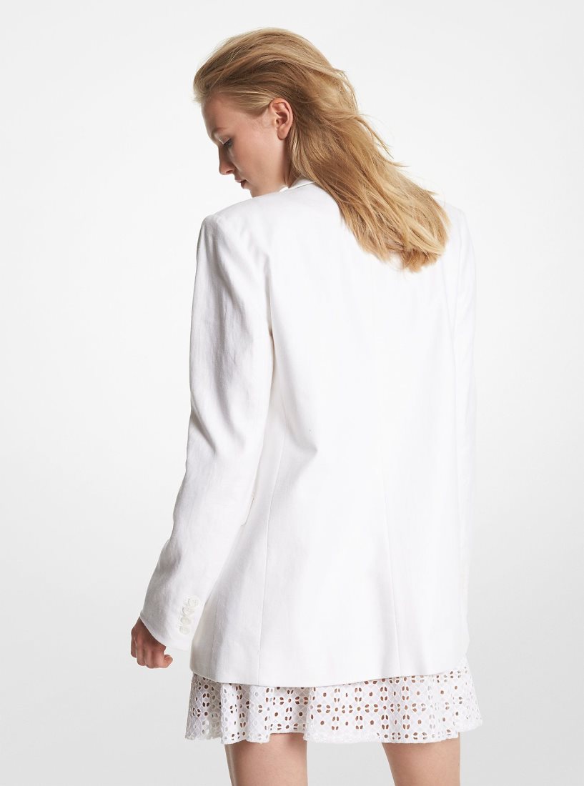 Vestes Michael Kors Linen Blend Boyfriend Blazer Femme Blanche | 4358RBGAQ