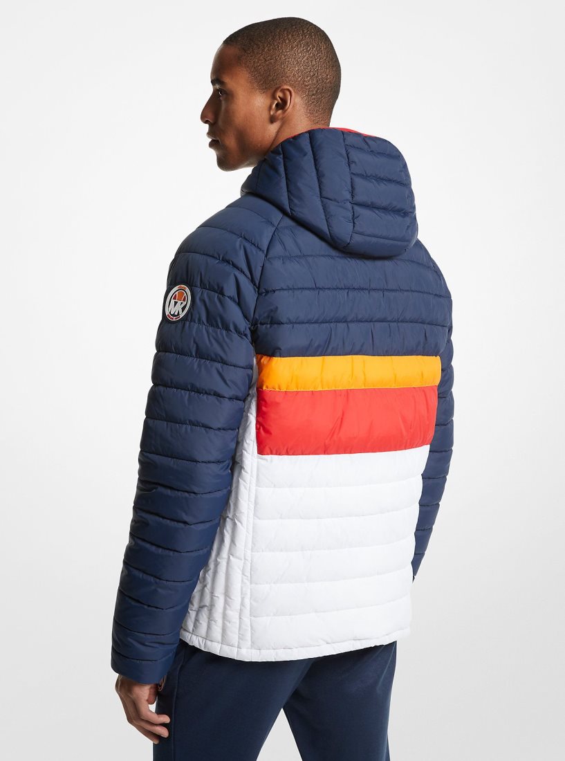 Vestes Michael Kors MK x ellesse Breckenridge Color-Blocked Quilted Nylon Puffer Jacket Homme Dress Blues | 4537ZNIXP