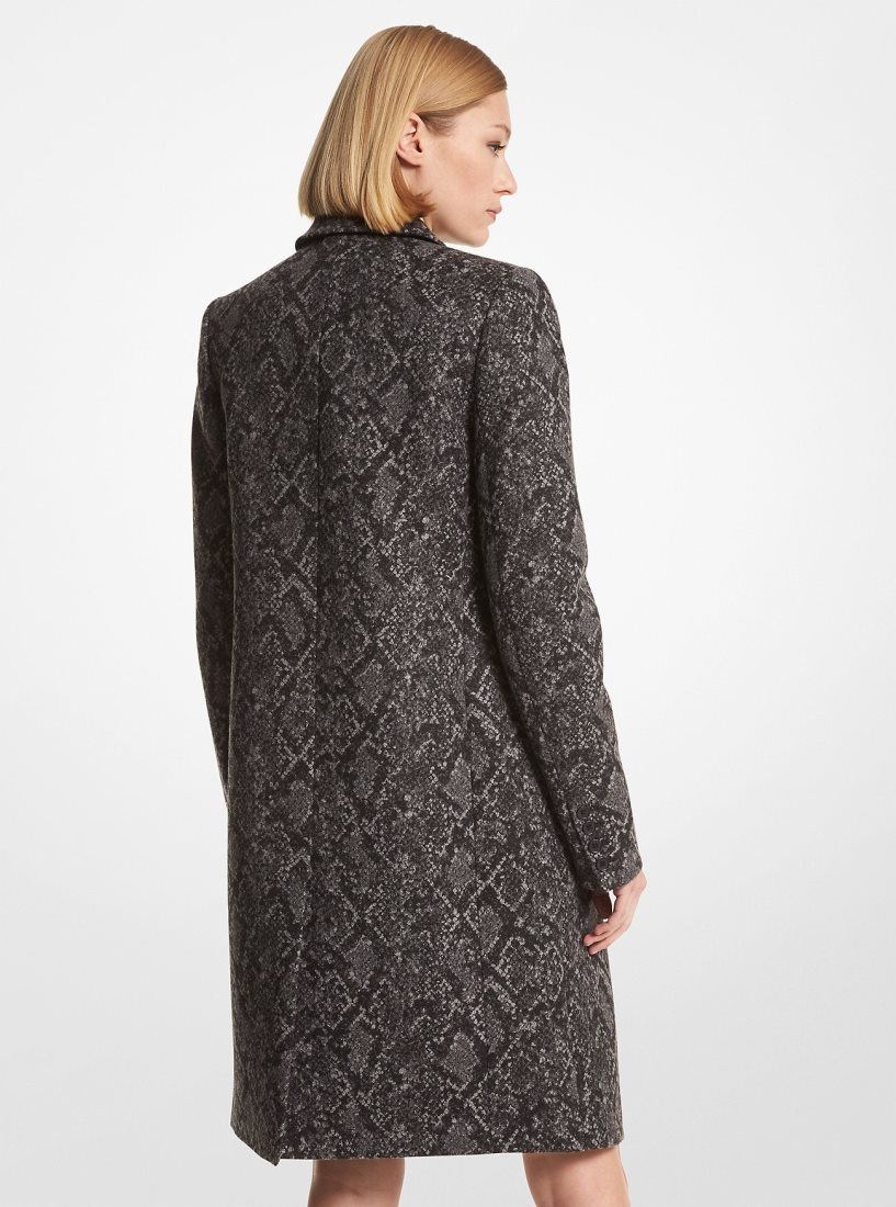 Vestes Michael Kors Metallic Snake Jacquard Coat Femme Noir Argent | 7182BHJWM
