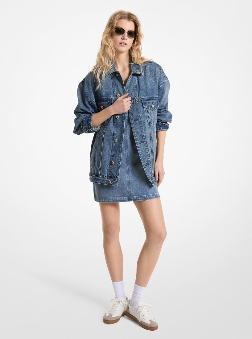 Vestes Michael Kors Oversized Denim Jacket Femme Bleu Lavage | 7368YKRTX
