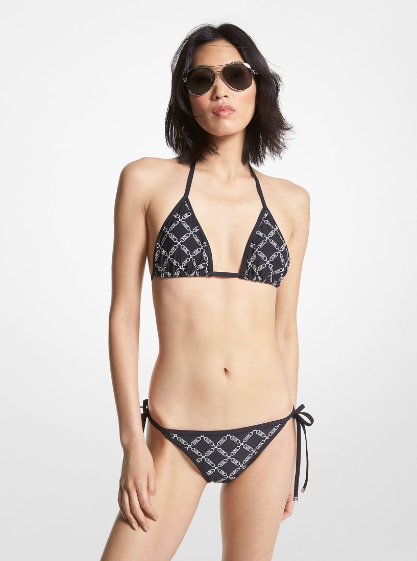 Vetement de Bain Michael Kors Empire Logo Triangle Bikini Top Femme Noir | 8345YXTSR