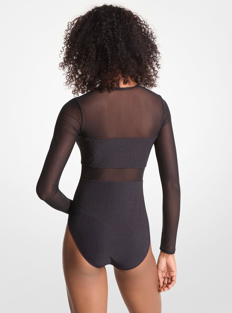 Vetement de Bain Michael Kors Stretch Nylon Zip-Up Swimsuit Femme Noir | 4981TUOSX