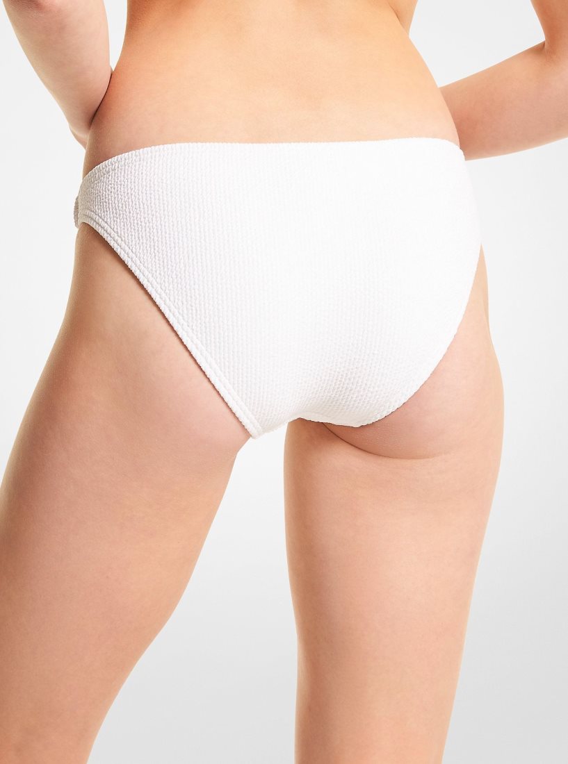 Vetement de Bain Michael Kors Textured Stretch Bikini Bottom Femme Blanche | 5720QACZN