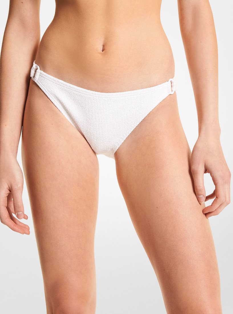 Vetement de Bain Michael Kors Textured Stretch Bikini Bottom Femme Blanche | 5720QACZN