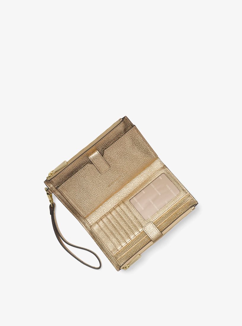 Wristlet Michael Kors Adele Metallic Pebbled Leather Smartphone Wristlet Femme Doré | 2197IJELP