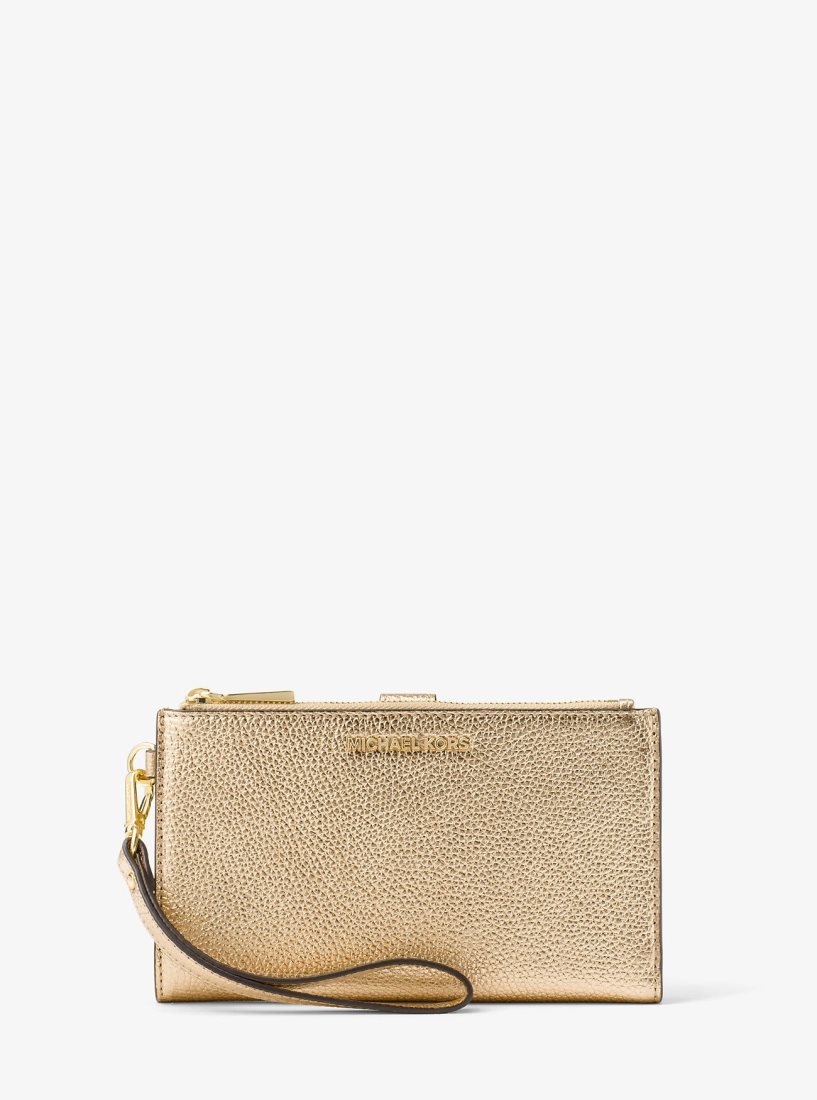 Wristlet Michael Kors Adele Metallic Pebbled Leather Smartphone Wristlet Femme Doré | 2197IJELP