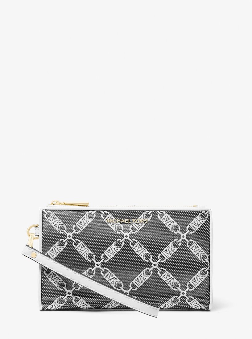 Wristlet Michael Kors Jet Set Large Empire Logo Jacquard Wristlet Femme Noir Blanche | 1426SUCDN
