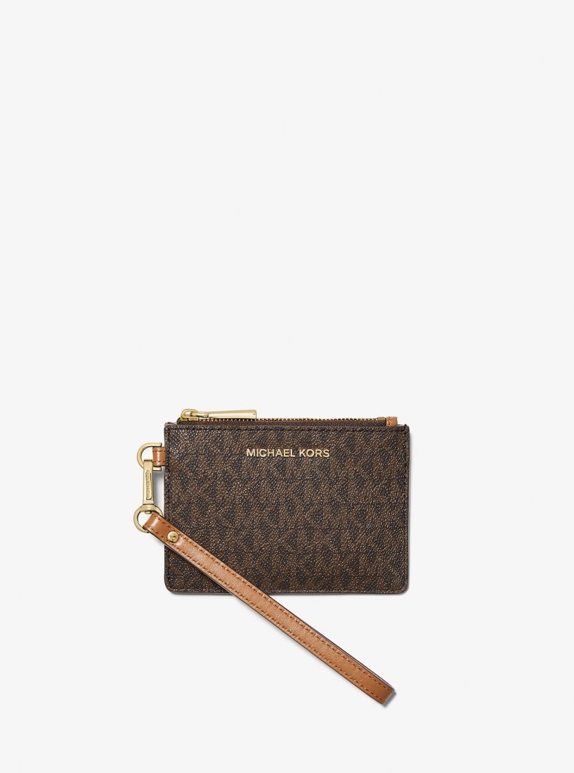 Wristlet Michael Kors Small Logo Coin Wristlet Femme Marron | 3921MOLSI